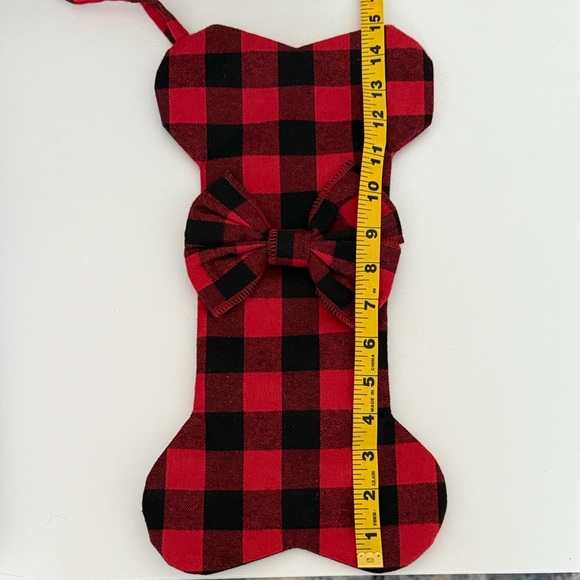 Red and Black Plaid Dog Bone Stocking - Picture 3 of 5